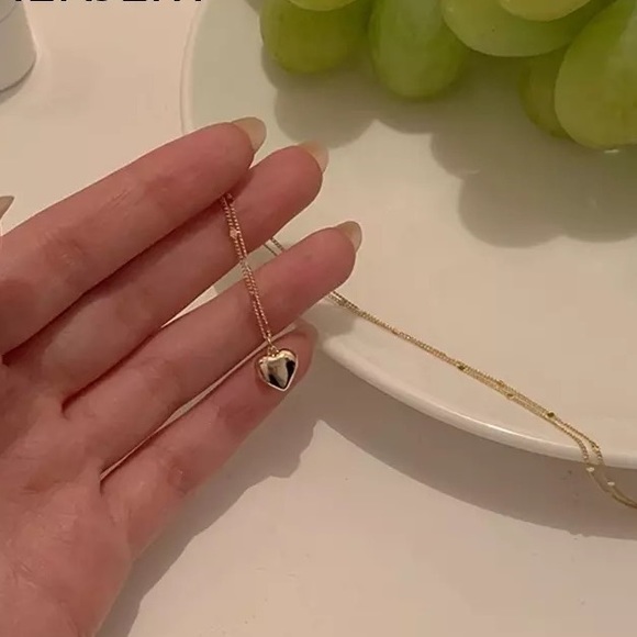 Vermeil Gold heart charm necklace sterling silver gold plated - Picture 7 of 12